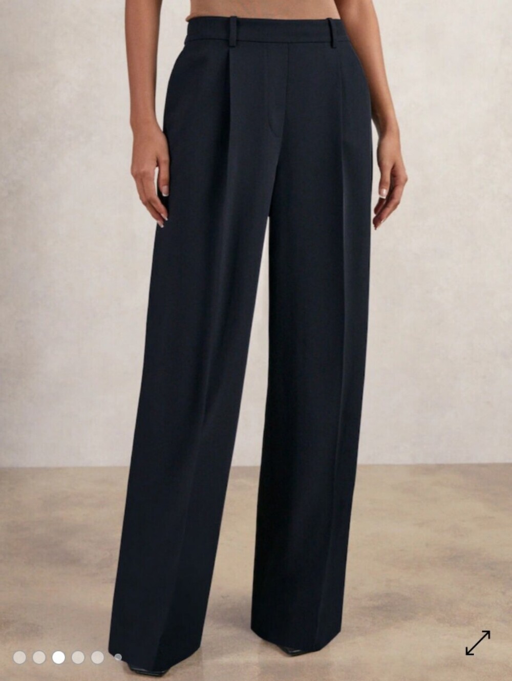 REISS eden wide-leg elastic waist twill trousers - size 14